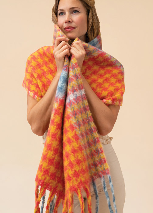 ISHBEL COSY SCARF - TANGERINE/DENIM