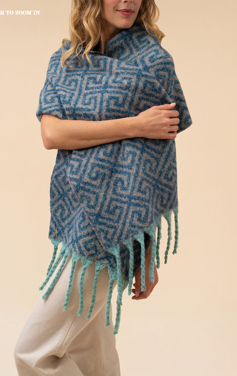 ATHENA COSY SCARF - DENIM/TAUPE 