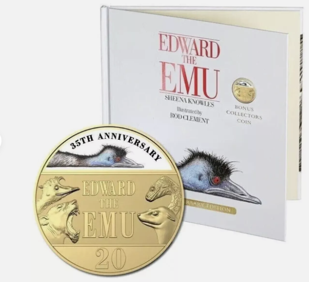 AUSTRALIAN ROYAL MINT COIN PACK BOOK 20CENT COLOURED 35TH ANNIVERSARY EDWARD THE EMU